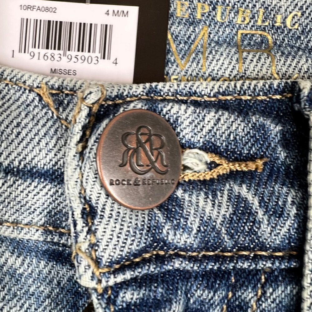Rock & Republic Women's High Roller High Rise Skinny Jean Size 4 Blue Stretch - Picture 5 of 13